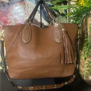 Michael Kors Tan Leather Tote with Tassel